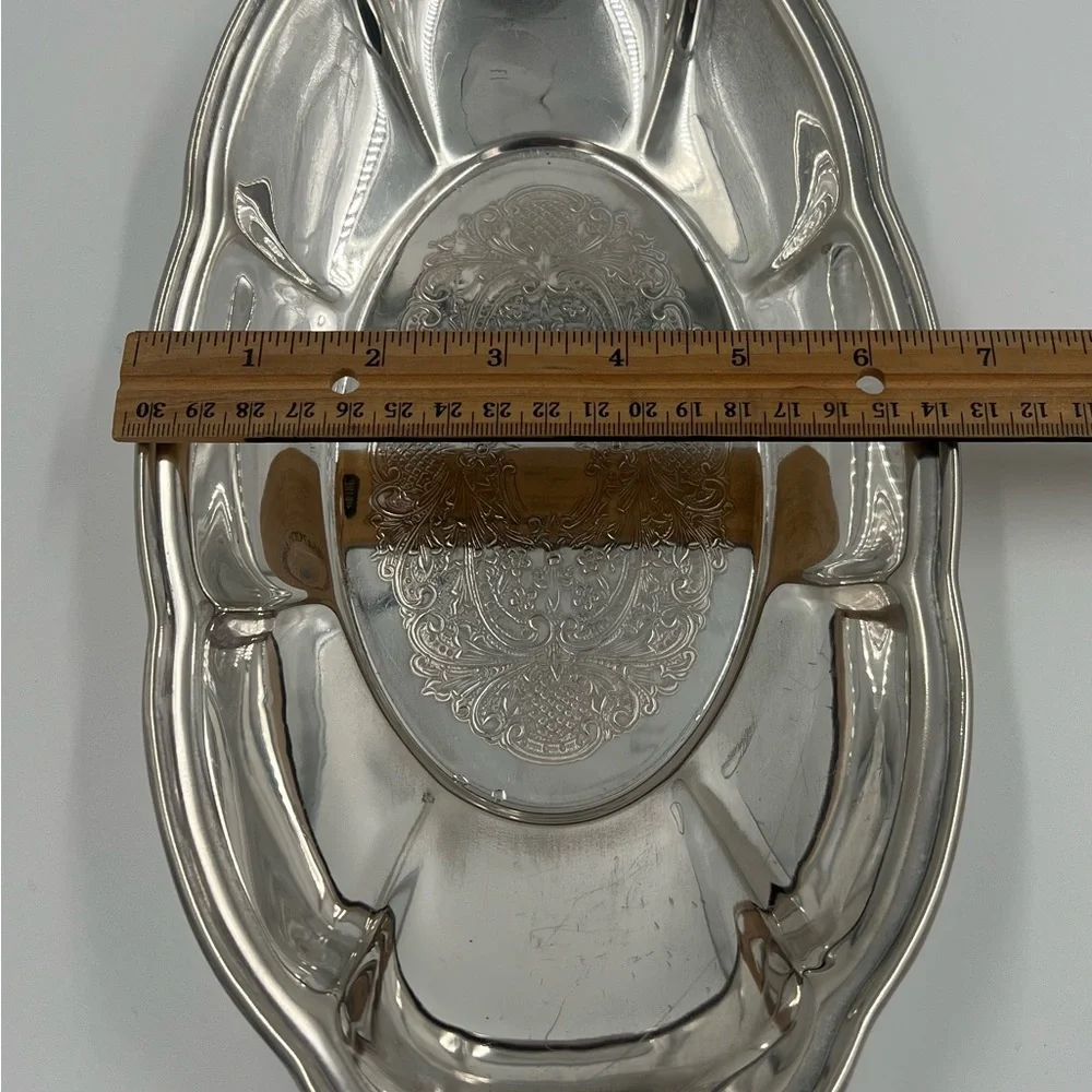 Vintage National Silver Co N.S.Co Silver on Copper Oval Bread Bowl Dish